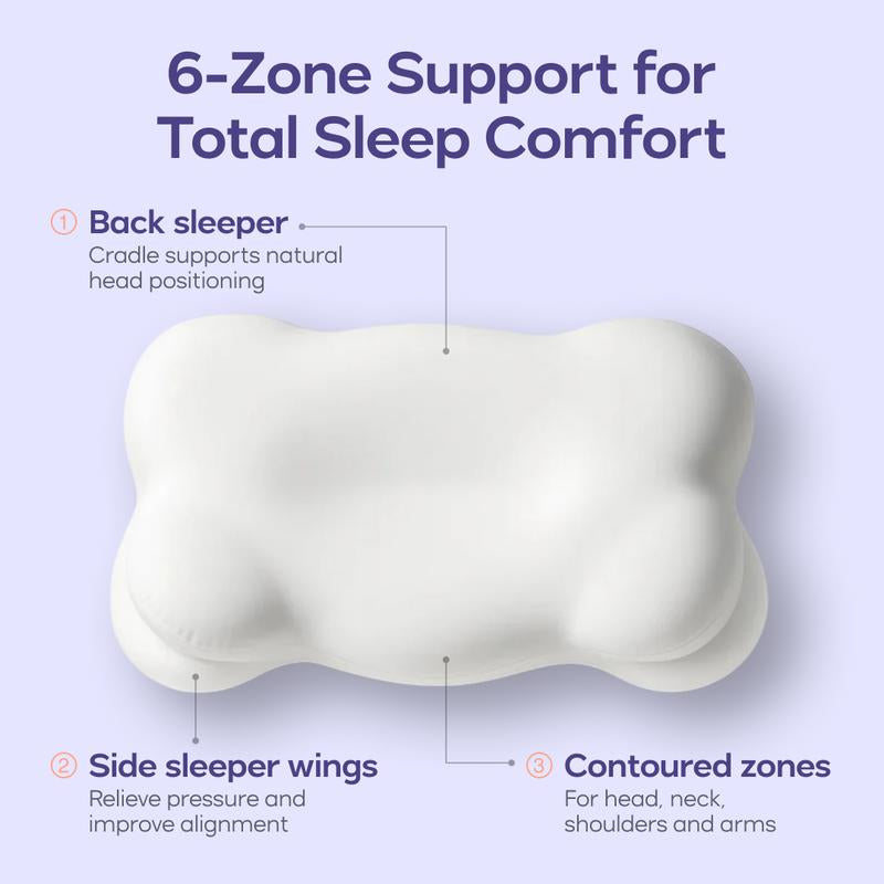 Mellow Sleep Cloudalign Ergonomic Cervical Pillow Dual-Height Memory Foam with Cooling Pillowcase for Side Back & Stomach Sleepers Best Pillow 2025 Awarded